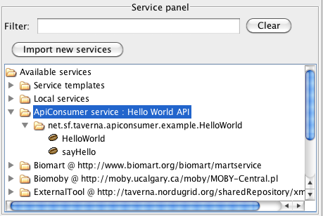 API Consumer - service panel